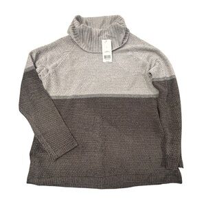 New Directions Women’s Gray Ombre Tunic Turtleneck Sweater Large Acrylic NWT